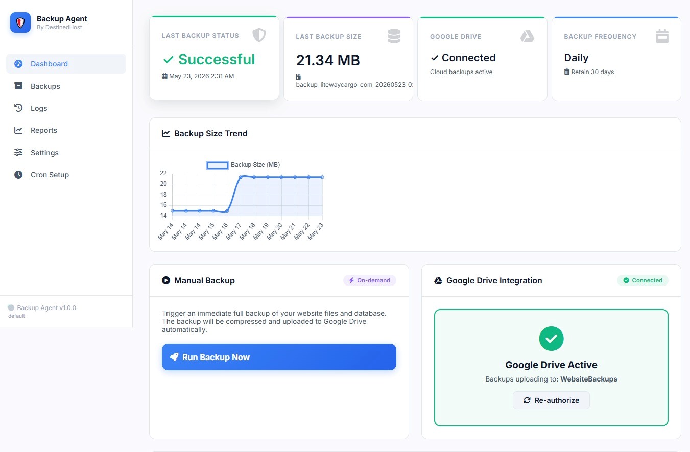 Backup Agent Dashboard